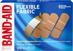 Band-Aid Brand 灵活易碎的固态粘贴带、舒适的Cushioned 伤口护理和保护 小剪、碎屑和烧伤、急救、无伤害舒适垫、1x3英寸、100个