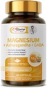 镁补充剂 + Ashwagandha & GABA、镁甘油、陶拉特、用于Clam睡眠的Malate综合体、肌肉恢复、神经、和能量支持、高吸收维冈、非GMO - 120厘米