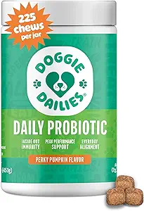 Doggie Dailies Probiotics for Dogs - 高级狗配Pubiotics - 促进消化性健康 - 支持免疫系统和整体健康(南瓜) 225 Soft Chews