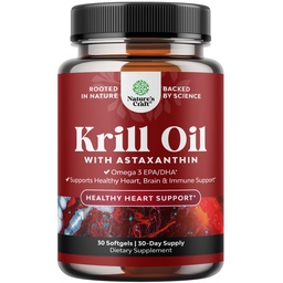 Krill Omega 3 Fish Oil Softgels - 集中Krill EPA & DHA Fish Olea Omega 3 女性和男性对免疫支持,健康脑和心脏健康的补充 - Burpless Fatty Acids 补充 - 30 Counts