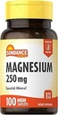 Sundance Magnesium 补充 | 250 mg | 100 caplets | 基本矿物公式 | 蔬菜,非GMO, & Gluten Free