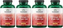 Swanson Omega 3 鱼油补充心脑和联合支持无转基因生物全民教育 180 mg EPA + 120 mg DHA 150 Softgel Capsules Lemon Flavor(4包)