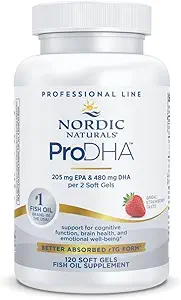 Nordic Naturals ProDHA, Strawberry - 120 Soft Gels - 830 mg Omega-3 - High-Intensity DHA Formula for Neurological Health, Mood & Memory - Non-GMO - 60 Servings