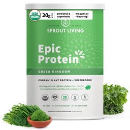 Sprout Living Epic protein, Plant 基于蛋白和超级食品粉,绿王国 20克有机蛋白粉, Greens, Vegan, Non Dairy, Non-GMO, Gluten Free, Low Sugar (2英镑, 24枚)