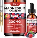 三聚镁复合物补充剂 甘油镁 脱脂液 与 Ashwagandha, CoQ10,维生素B6, C, D, Zinc - Vegan Mix Berry Flavor 共200毫克