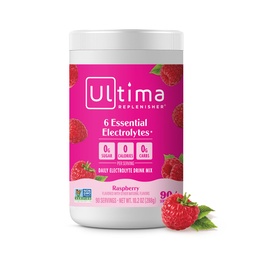Ultima Replenisher Daily Electrolyte Powder Drinking Mix – 无糖配料 – Raspberry, 90 services – 含6个关键电解质和追踪矿物的水化粉 – Keto Friendly, Vegan, Non-GMO