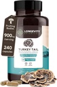 Turkey Tail Mushules Capsules Supplements (240) 纯果品生产机构 10:1 高强度提取 50% Beta-D Glucans → 9 000 mg 原始等价品