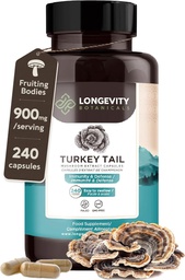 Turkey Tail Mushules Capsules Supplements (240) 纯果品生产机构 10:1 高强度提取 50% Beta-D Glucans → 9 000 mg 原始等价品