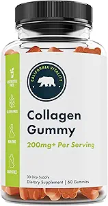 Collagen Gummy 200mg+ 配有维生素C,维生素E,Biotin,和锌 – 总体支持 – Gluten-Free,Non-GMO,乳制品无 – 60 Gummys – 30天供应 – 美国制造