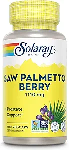 SOLARAY Saw Palmetto Berry 1110 mg,男子有机Saw Palmetto,来自脂肪酸和植物固醇、非GMO、Vegan和Lab验证、60天保证、50次服务、100次Veg Caps的健康前列腺支持