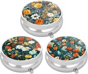 3 Pack Pill Box, Purse & Pocket小药箱,Cute Travel Medicine 组织者,便携式药品容器持有者持有维生素,药物,鱼油和补充品,美丽的花卉