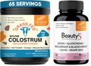 桑德胡的纯波维纳 Colostrum 粉末 人类和美人补充品 5 蔬菜 Capsules| Immune, Gut, Muscle, Hair, Skin and Nail Health Support | 非GMO