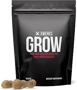 Xwerks Grow 100% New Zealand Grass Fed Whey Protein, 23g Pure Isolate Protein Powder Per Serving, All Natural Paleo and Keto Friendly, Soy Free Gluten Free Easy to Digest, Peanut Butter, 30 Servings