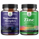 高吸附性镁睡眠补充剂-Melatonin-Free Calm 镁用于睡眠和锌50mg免疫支持-锌复合剂用于免疫系统补充剂