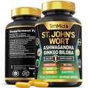 圣约翰蠕虫补充剂 - 8in1公式 - 与Ashwagandha,Ginkgo Biloba,Shilajit,Valerian,Holy Basil,Chamomile,和Black Pepper-120 Vegan Capsules结合4个月供应