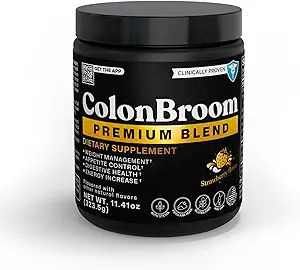 ColonBroom Premium重量管理补编(草莓) - Colon Broom Psyllium Husk Fiber粉饮 - Gluten Free,非GMO Colon Cleanse for Bloating Relief & Gut Health, 100 services