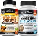 Turmeric Curcumin with Black Pepper screw 1500mg Complex (1个月供应) + 高吸收性 镁 Bisglycnate Capsules (2个月供应)
