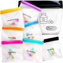 MUMI Pill Pouch Set, 7个迷你Zipper Pouchs for Pills, 小Pill Bags, 可重复使用的Pill Pouches for Medicine Travel, Pocket Pill Organizer, Purse Accessories, 维生素组织者