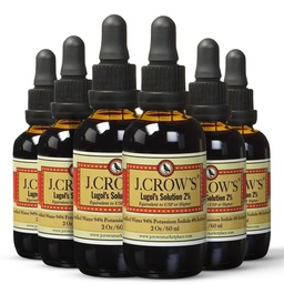 J.CROW'S → Lugol's Solutions of Iodine 2% → 2 oz(6瓶) → Premium Iodine & Potassium Iodide Liquid, Gluten &,无酒精天然碱提取,无过期