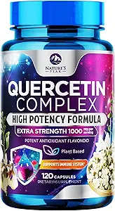 Quercetin 补充1000mg - 天然的,基于植物的对免疫,细胞,呼吸和季节变化的支持 - 来自Sophora Japonica的超强的Quercetin 二水合物 - 120 Veggie Capsules