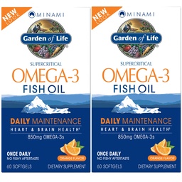 生命花园 EPA/DHA Omega 3 鱼油 - Minami自然脑功能,心与木补充,120 Counter(60-ct 2-Pack)