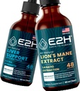 E2H:肝脏支持补充剂和Cordyceps蘑菇补充剂 | Vegan, Non-GMO - 2 Fl Oz Eache(共计4 Fl Oz) - Bundle