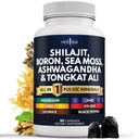 新AGE Shilajit 与Sea Mos, Ashwagandha, Tongkat Ali, Boron, 镁 - Fulvic Acid Capsules for Men - 90 计数