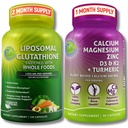 SuppMENTS STUDIO Liposomal Glutathione 500 mg 富含有机全食品 + 植物基钙,镁,锌,D3 & K2 配有 Turmeric – Vegan, Non-GMO, 清洁日常健康支持