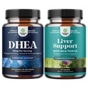 DHEA女性和男性补充剂包 - 纯DHEA 25mg的Hormone平衡剂 - Dehydroepiandrosterone 和 Liver Cleanse Detox & 维修 - 牛奶硝酸盐补充剂用于消化和免疫健康