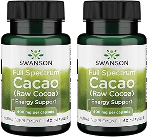 Swanson Full Spectrum Cacao (Raw Cocoa) - 草药补充剂 推广Mild Energy支持 - 传统全果配方 - (60 Capsules,每件400毫克) (2包)