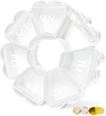 MOLN HYMY 大周药盒 7天, 可爱药盒 一天1次, 花药容器 一天一次, 维生素/鱼油/药剂/补充剂的漂亮药剂师(白色)