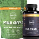 男性+和Primal Greens男性多维生素和营养补充剂,配有Ginseng、维生素D和B、锌、亲生药和更多、Gluten和奶制品