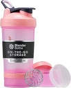 BlenderBottle 摇摆瓶,配有 Pill 组织器和蛋白粉存储器,经典 V2 ProStak系统,22-Ounce,粉红色