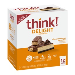 以为! 甜蛋白棒 巧克力花生酱派 低糖和低碳糖 Gluten-Free Snack Keto Friendly Snacks, 12 Counter (Package May Vary)
