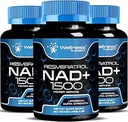 健康LABSRX NAD补编,1500mg - Liposomal NAD+ 补充:Resveratrol,NAD Plus促进-支持细胞健康与健康老化-超强盖,美国制造-3包