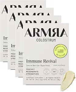 ARMRA ColostrumTM Premium Powder, Grass Fed, Gut Health Bloating University Skin & Hair, 包含400+生物活性营养物, Keto, Gluten & Fat Free(不熟悉的包 ~ 120 services)