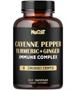 210 药丸 - Cayenne Pepper Capsules 有机物,有图尔美,姜,Immune 支持复合物作为长老莓,Echinacea,Garlic Bulb - 消化,心脏健康和身体管理