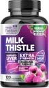 Milk Thetle Supplement - 高级肝脏清洁解毒与修复 Dandelion 根提取 - 天然牛奶 Tentle Silymarin Marianum 提取 肝脏健康支持, Non-GMO, Bottled USA - 120 Capsules