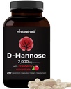 Nature Bell D-Mannose 500 mg Capsules (2,000 mg per service) | 240 Veggie Capsules + Cranberry 聚焦 40 mg – 快速代理 Urinary Tract 健康药丸 – Ultra UTI 支持女性和男性