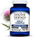 Morse Milk Thetle博士 Supplement 25:1 提取 600mg 等效至 15000mg, Liver Detox 支持 4:1 提取 300mg 等效至 1200mg Dandelion Root - FDA 认证 Ultra Potent Formula - 60 Caps