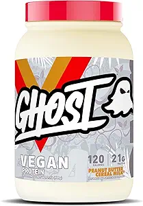 GHOST VEGAN 蛋白粉,花生黄油蛋白牛奶 - 2lb, 20g 蛋白质 - 以植物为主的 Pea & 有机南瓜蛋白 - 后工作与营养 摇摇摆, 滑滑滑, & 烧烤 - 豆类和无胶类