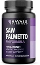 Saw Palmetto PM for Men with Melatonin 3mg - 夜间时间前列腺健康补充剂 for Bradder and Sleep Support - 降低尿道频率 - 100 Counter - Vegan, Non-GMO Capsules - 超过3个月的供应量