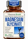 纯镁(Glicinato de Magnesio)200mg – 氯酸镁补充剂,用于睡眠,放松,肌肉和妇女的健康 – 更好的吸附剂比Citrate 或 Oxide – 60 Vegan Capsules