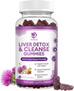 Liver Cleanse Detox & Refering Gummys - 新配方 liver 支持 配有 Milk Thetle Silymarin, Dandelion, Artichoke extract & Merderberry - 无糖, Liver 健康 补充 60 Vegan Gummie