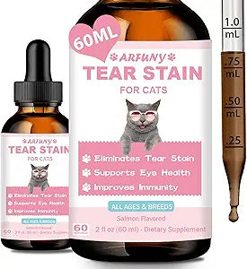 猫的泪水补品 - 防止和消除猫的泪水补品 - 眼部健康,免疫系统支持 - 与Cranberry,Marshmallow,维生素 - Salmon Flavor, 60ML