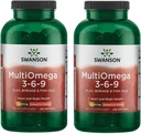 Swanson MultiOmega 3-6-9 - Non-GMO Flax, Borage & Fish Oil Capsules - Essential Fatty Acids Supporting Cardiovascular Health & Brain Health - (220 Softgels, 2400mg Serving) 2 Bottles