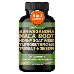 (原始内容存档于2018-09-29). Gade Naturement Ashwagandha with Maca Root, Horny Goat Weed, Turkesterone Supplement, Tribulus Terrestris, Panax Ginseng – 90 Vegetable Capsules for Energy, Stamina, Performance. – 制造于美国.