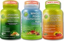 每日免疫、抗氧化剂和能源支持包 — Liposomal Glutathione 500mg 配有全食+ Liposomal Vitamin C 1100mg 液态Gel + Vegan 全食 无铁多维生素