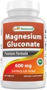 最佳天然物 Gluconate 镁(Gluconate 镁600毫克的35毫克元素 镁)