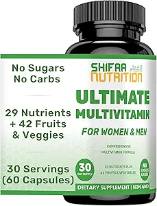 SHIFAA 女性,男性和成年人的营养卤素多维素,30 services → 铁,维生素A,B6,B12,Biotin,Niacin,C,D3,E,锌,钙,叶酸,CoQ10 → 卤素